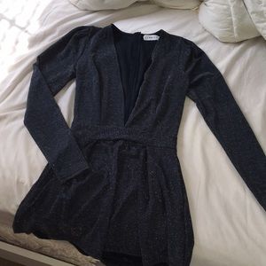 Lioness brand sparkly black low-cut romper